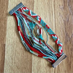 Hipanema Brazilian Cuff Bracelet – Red & Turquoise